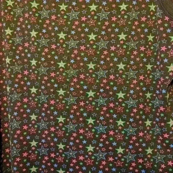 Vintage 90s DEB tank size Large black base pink/green/blue stars - Picture 2 of 5